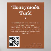 Retro Script Heart Terracotta Rust Honeymoon Fund Poster (Vorne)