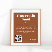 Retro Script Heart Terracotta Rust Honeymoon Fund Poster