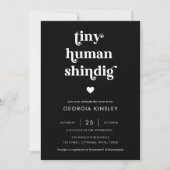 Retro Script Heart Tiny Human Shindig Baby Dusche Einladung (Vorderseite)