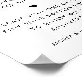 Retro Script Heart Wine Guestbook Hochzeit Poster (Ecke)