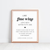 Retro Script Heart Wine Guestbook Hochzeit Poster