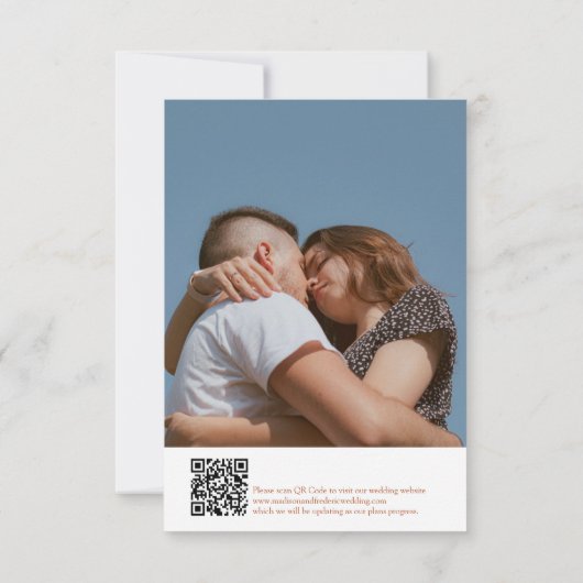 Retro-Script-Hochzeits-QR-Code Save The Date (Rückseite)
