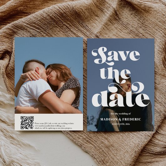 Retro-Script-Hochzeits-QR-Code Save The Date