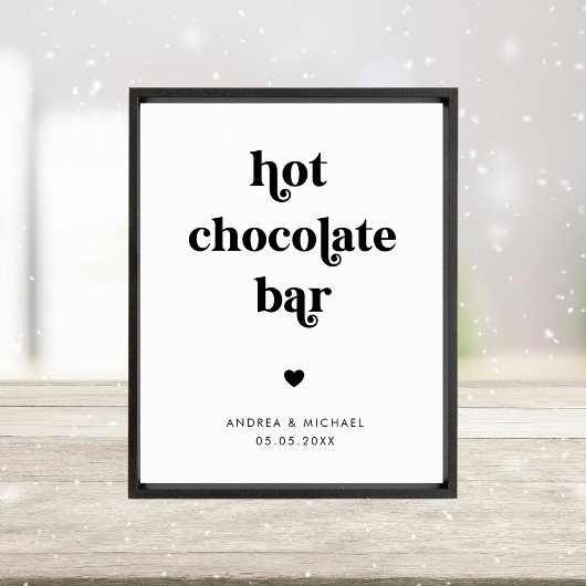 Retro Script Hot Chocolate Bar Winter Wedding Sign Poster