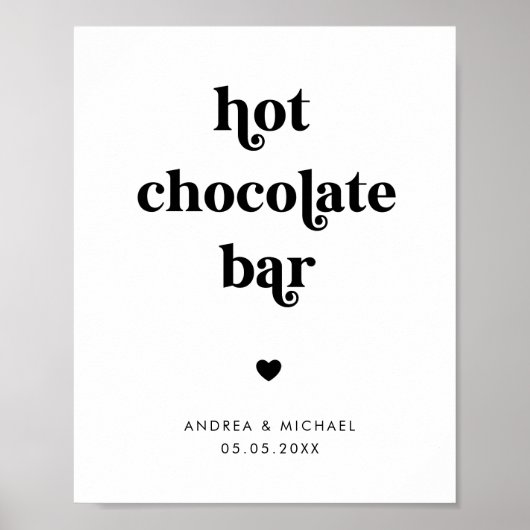 Retro Script Hot Chocolate Bar Winter Wedding Sign Poster (Vorne)