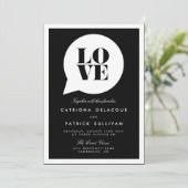 RETRO SCRIPT LIEBE SPEECH BBLE WEDERINVITATION EINLADUNG (Stehend Vorderseite)