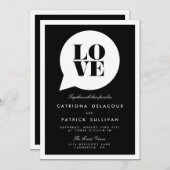 RETRO SCRIPT LIEBE SPEECH BBLE WEDERINVITATION EINLADUNG (Vorne/Hinten)