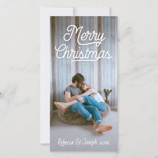 Retro Script Merry Christmas Photo (Vorderseite)