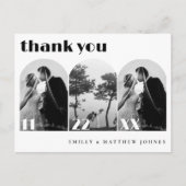 Retro Script Modern Arch 3 Foto Wedding Vielen Dan Postkarte (Vorderseite)