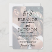 Retro Script Monogram Elegant 2 Foto Hochzeit Einladung (Vorderseite)