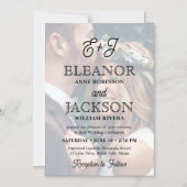 Retro Script Monogram Elegant Foto Hochzeit Magneteinladung (Vorderseite)