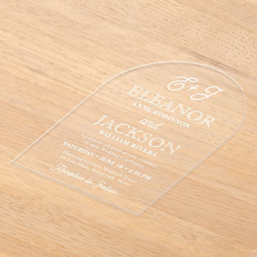 Retro Script Monogram Elegant Stilvolle Hochzeitse Acryleinladungen (Ablage )