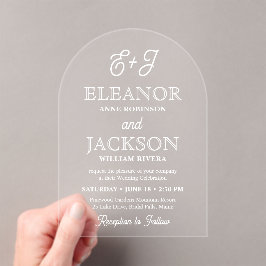Retro Script Monogram Elegant Stilvolle Hochzeitse Acryleinladungen