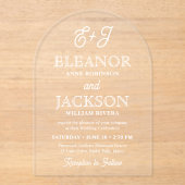 Retro Script Monogram Elegant Stilvolle Hochzeitse Acryleinladungen (Vorderseite)