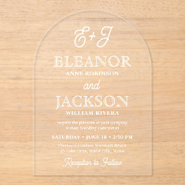 Retro Script Monogram Elegant Stilvolle Hochzeitse Acryleinladungen