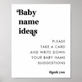 Retro Script Name Vorschläge Baby Duschunterschrif Poster (Vorne)