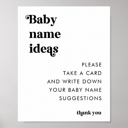 Retro Script Name Vorschläge Baby Duschunterschrif Poster (Vorne)