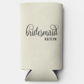 Retro Script Natural und Black Bridesmaid Selters Dosenkühler (Vorderseite)
