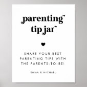 Retro Script Parenting Tip Jar Baby Duschzeichen Poster (Vorne)
