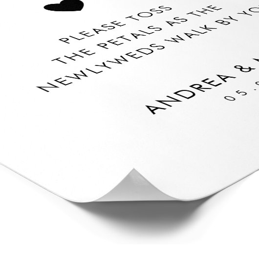 Retro Script Petal Toss Absenden Hochzeitszeichen Poster (Ecke)