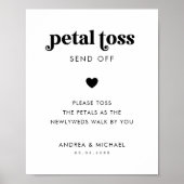 Retro Script Petal Toss Absenden Hochzeitszeichen Poster (Vorne)