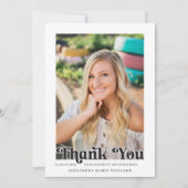 Retro Script Photo Graduation Dankeskarte (Vorderseite)