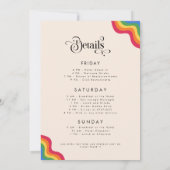 Retro Script & Rainbow Farbiger Junggeselinnen-Abs Einladung (Rückseite)