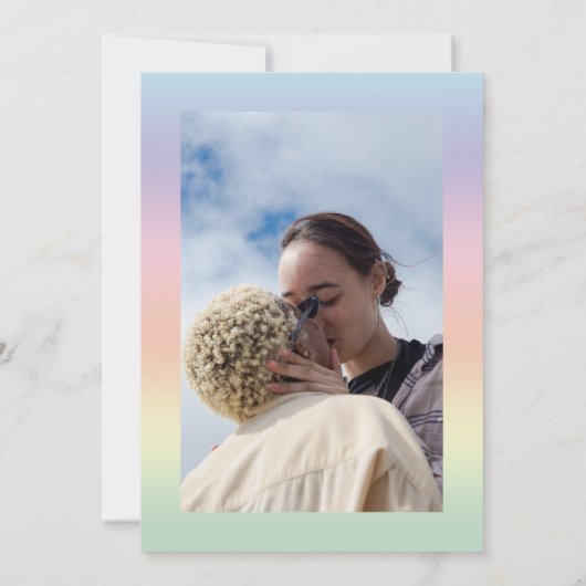 Retro Script Rainbow LGBTQ Foto Gay Pride Hochzeit Save The Date (Rückseite)
