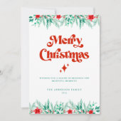 Retro Script Red & Green Frohe Weihnachten (Vorderseite)