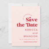 Retro Script Red & Pink Typografy Simple Wedding Save The Date (Vorderseite)