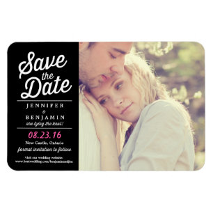 Retro Script Save the Date Foto Magnet