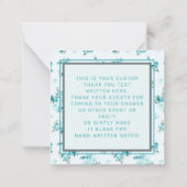 Retro Script Schriftart mit Aqua Blue Floral Viele Mitteilungskarte (Rückseite)