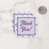 Retro-Script-Schriftart mit Lila Floral Vielen Dan Mitteilungskarte (Vorderseite/Rückseite Beispiel)