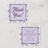 Retro-Script-Schriftart mit Lila Floral Vielen Dan Mitteilungskarte (Vorne/Hinten)