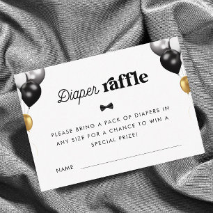 Retro Script Schwarz-weiß Diaper Raffle Baby Dusch Begleitkarte