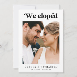 Retro-Script Schwarz-Weiß-Elopement-Ankündigung Einladung