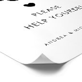 Retro Script Spate Night Snacks Heart Wedding Sign Poster (Ecke)