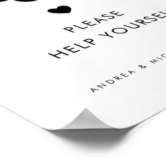 Retro Script Spate Night Snacks Heart Wedding Sign Poster (Ecke)