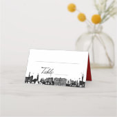 Retro Script Table Las Vegas Skyline Platzkarte (Vorderseite)