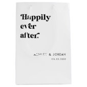 Retro Script Typografie glücklich immer nach Hochz Mittlere Geschenktüte (Vorderseite)