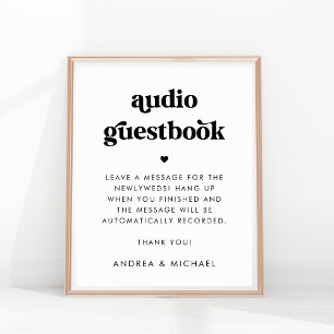 Retro Script Typografy Audio Guestbook Wedding Poster