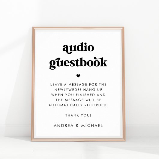 Retro Script Typografy Audio Guestbook Wedding Poster