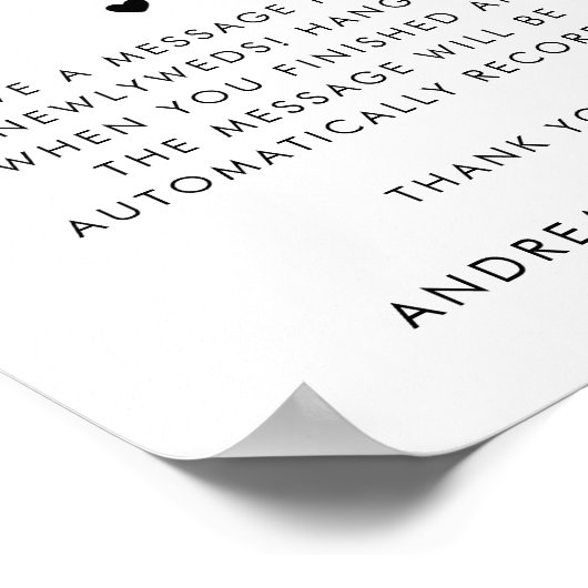 Retro Script Typografy Audio Guestbook Wedding Poster (Ecke)