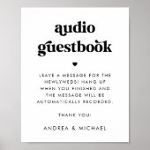 Retro Script Typografy Audio Guestbook Wedding Poster (Vorne)