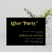 Retro Script Typografy Wedding After Party Real F Folieneinladung (Stehend vorne)