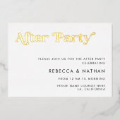 Retro Script Typografy Wedding After Party Real Folieneinladung (Vorderseite)