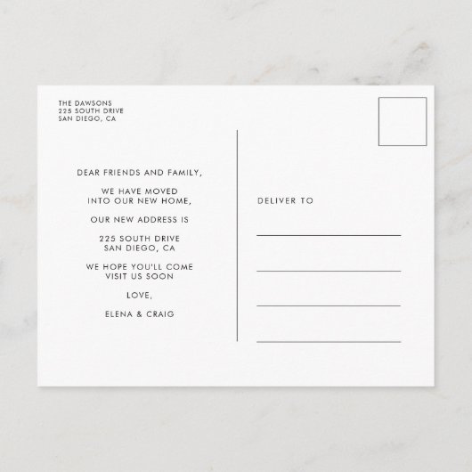 Retro-Script-Zuhause-Meldung für Zuhause-Bewegung Postkarte (Rückseite)