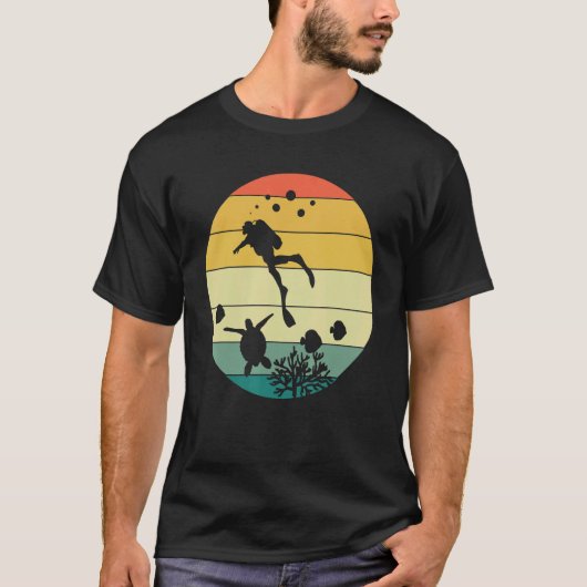 Retro Scuba Diver Instructor Diving Experte T-Shirt (Vorderseite)