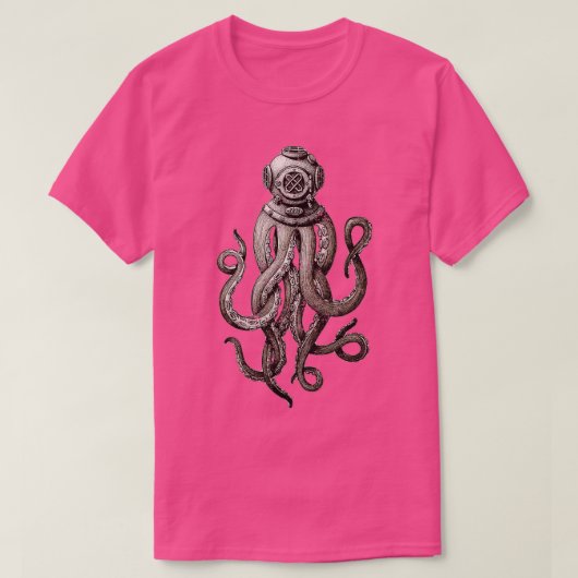 Retro SCUBA Diver Weiß Octopus Design Octopus Hel T-Shirt (Design vorne)