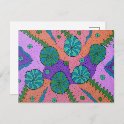 Retro Sea Garden Abstrakt Postkarte (Vorne/Hinten)